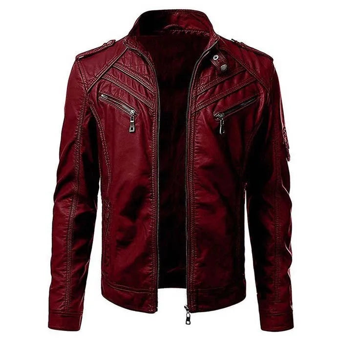 The new casual high-end fashion leather coat men sell European and American sol image 2