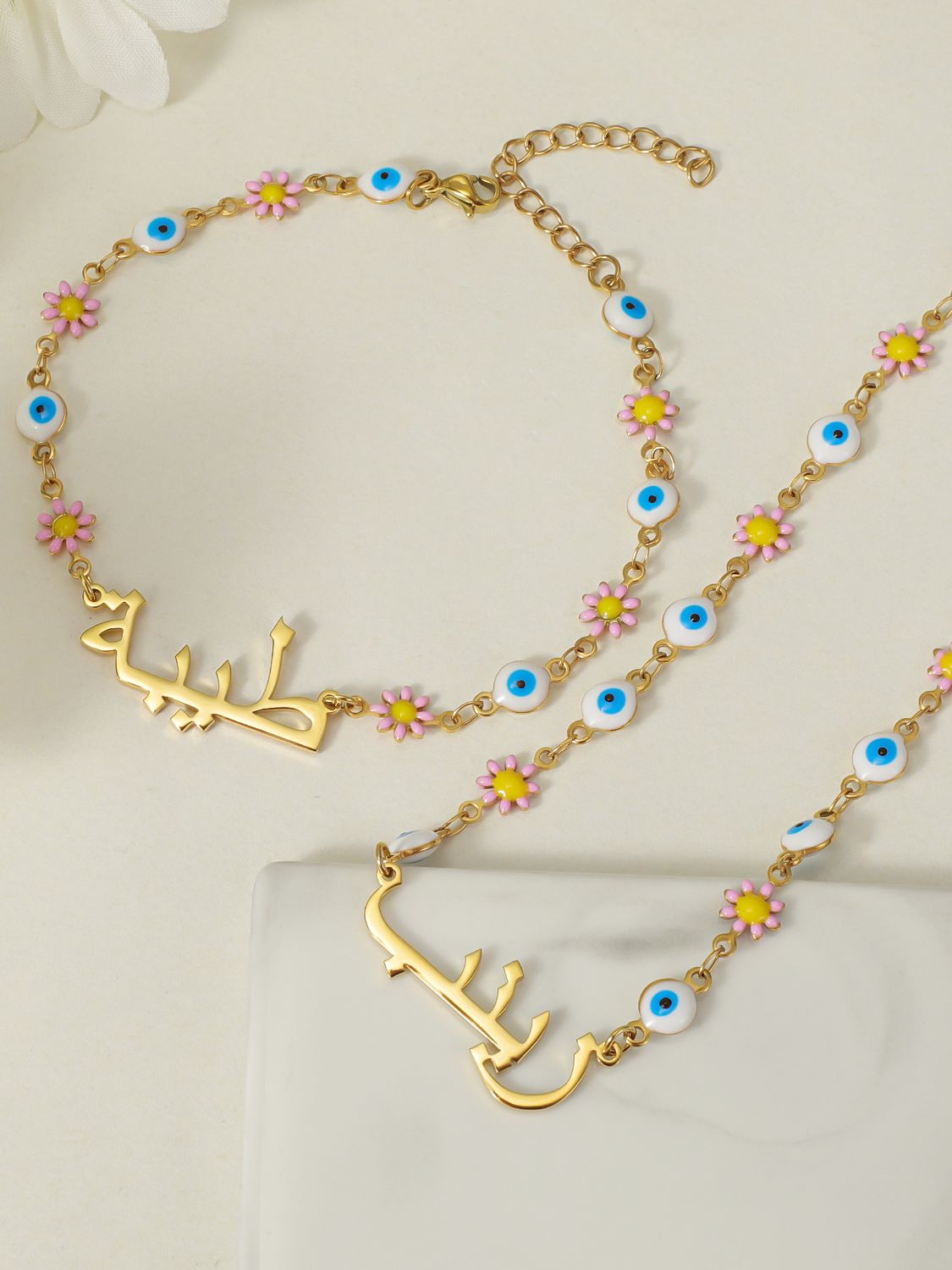 Arabian Devil Eyes Set | Muslim Customizable 18k Stainless Steel Tri-Color Opti image 0