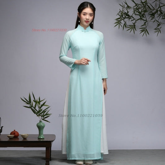 2024 chinese improved qipao dress vintage cheongsam vietnam ao dai dress elegan