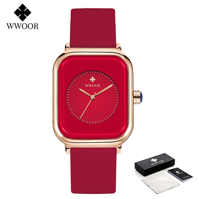 WWOOR Luxury Brand Watches For Women Fashion Square Purple Ladies Quartz Wristw image 0