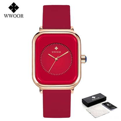WWOOR Luxury Brand Watches For Women Fashion Square Purple Ladies Quartz Wristw image 0