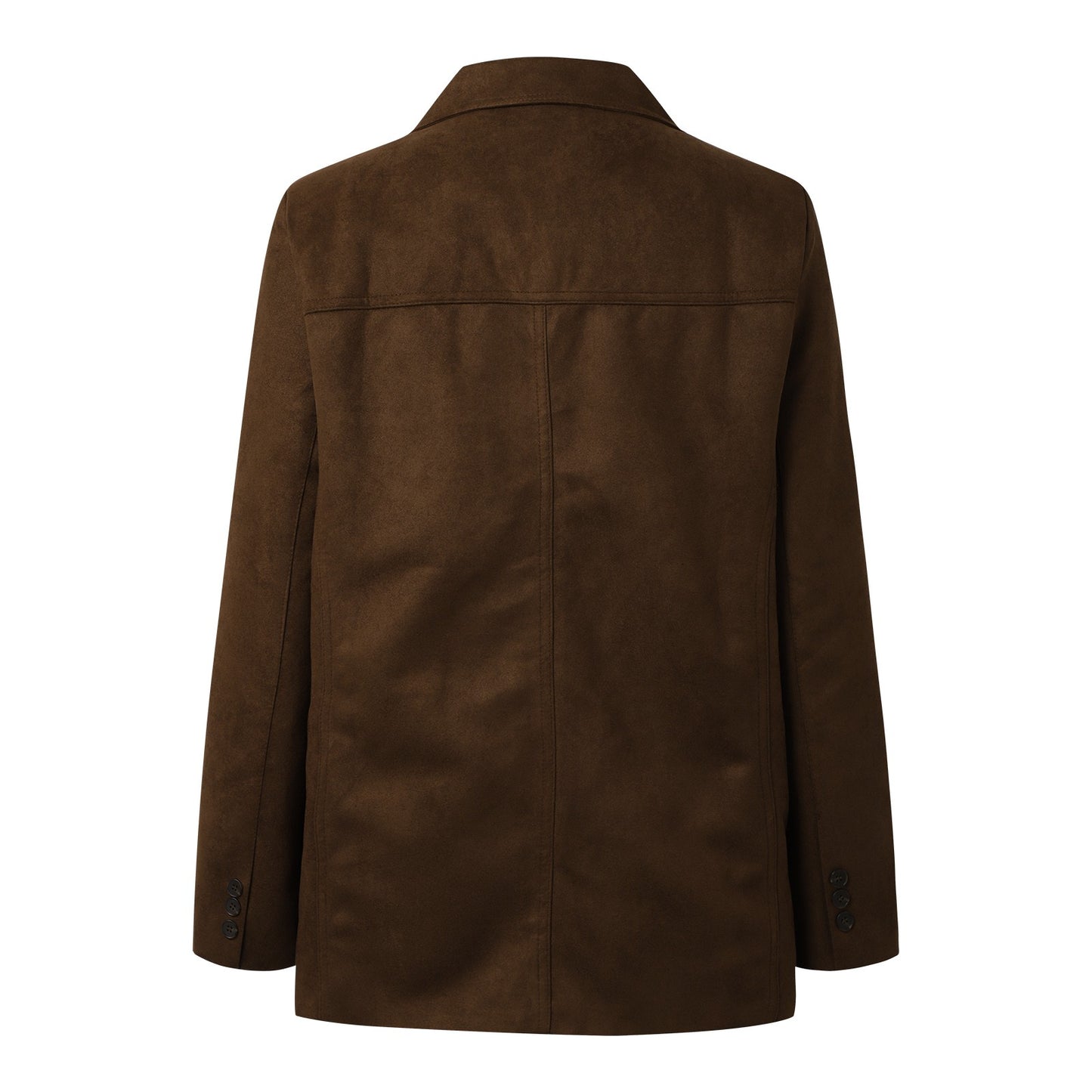 Khaki Coffee Women Suede Suit Jackets Elegant Lady Office Work Chamois Blazers  image 2