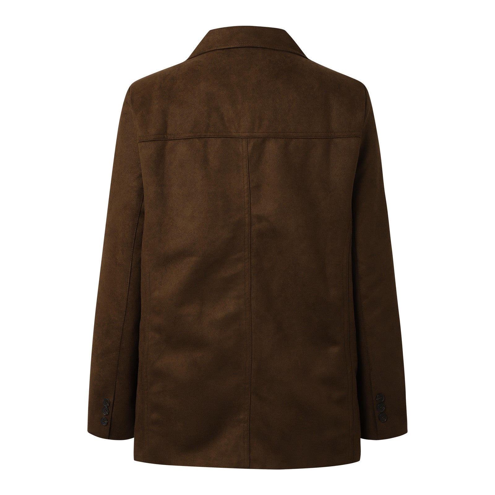 Khaki Coffee Women Suede Suit Jackets Elegant Lady Office Work Chamois Blazers  image 2