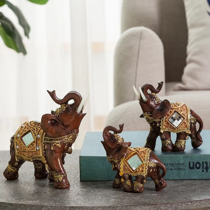 Resin Elephant Statue Ornament Home Decoration Accessories Retro Coppery Elepha image 6