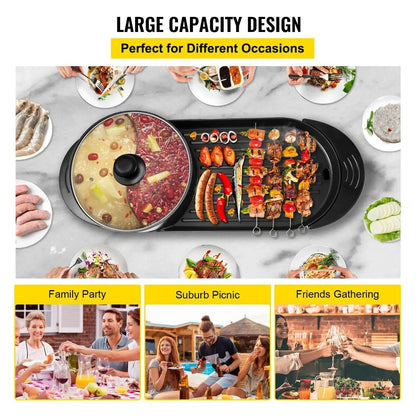 VEVOR Electric BBQ Pan 2 in 1 Grill  Pot Portable Smokeless Durable Material image 1