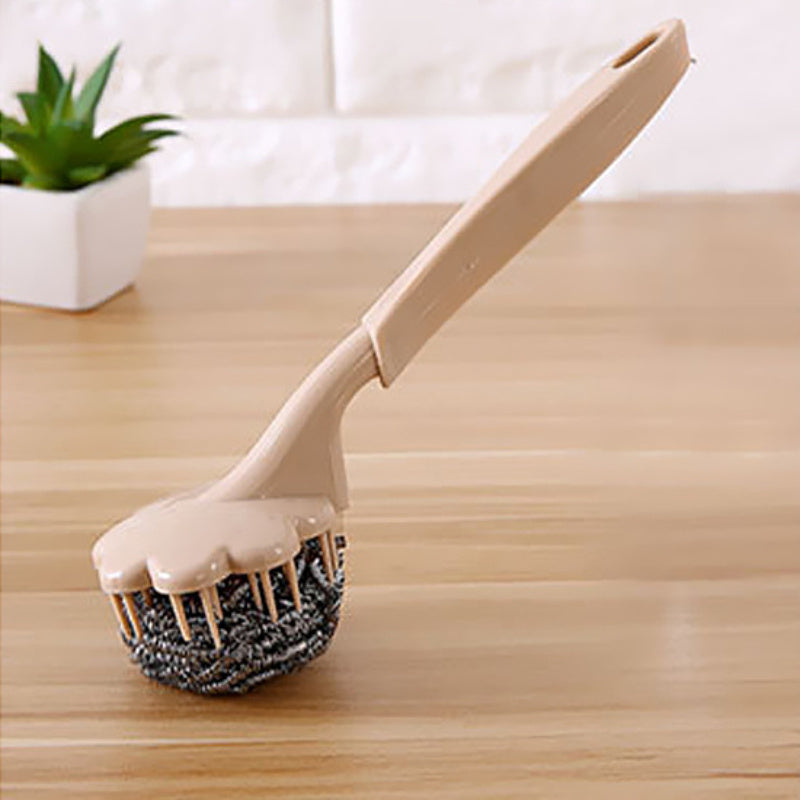 3pcs Plum Blossom Shaped Stainless Steel Wire Scrub Brushes With Handle For Kit image 4