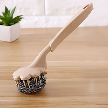 3pcs Plum Blossom Shaped Stainless Steel Wire Scrub Brushes With Handle For Kit image 4