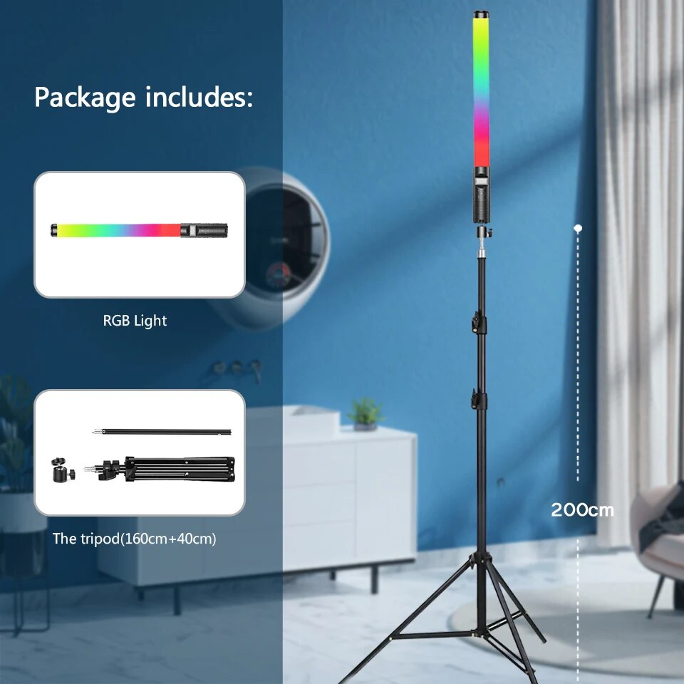 RGB Light Stick Wand With Tripod Stand Party Colorful LED Lamp Fill Light Handh image 6