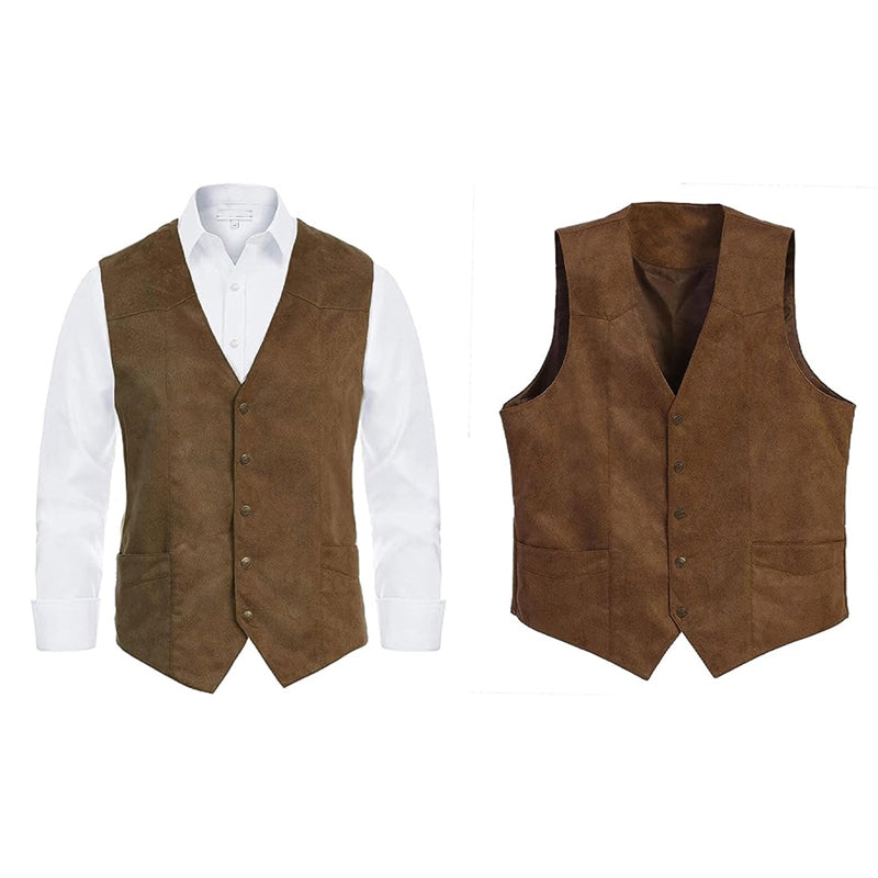 Men s  Fit V-Neck Suit Vest with Button Closure and Curved Hemline Sleeveless S image 1