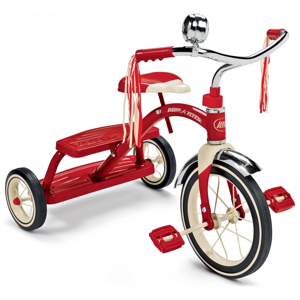 GISAEV, Classic Red Dual Deck Tricycle, 12" Front Wheel, Red image 1