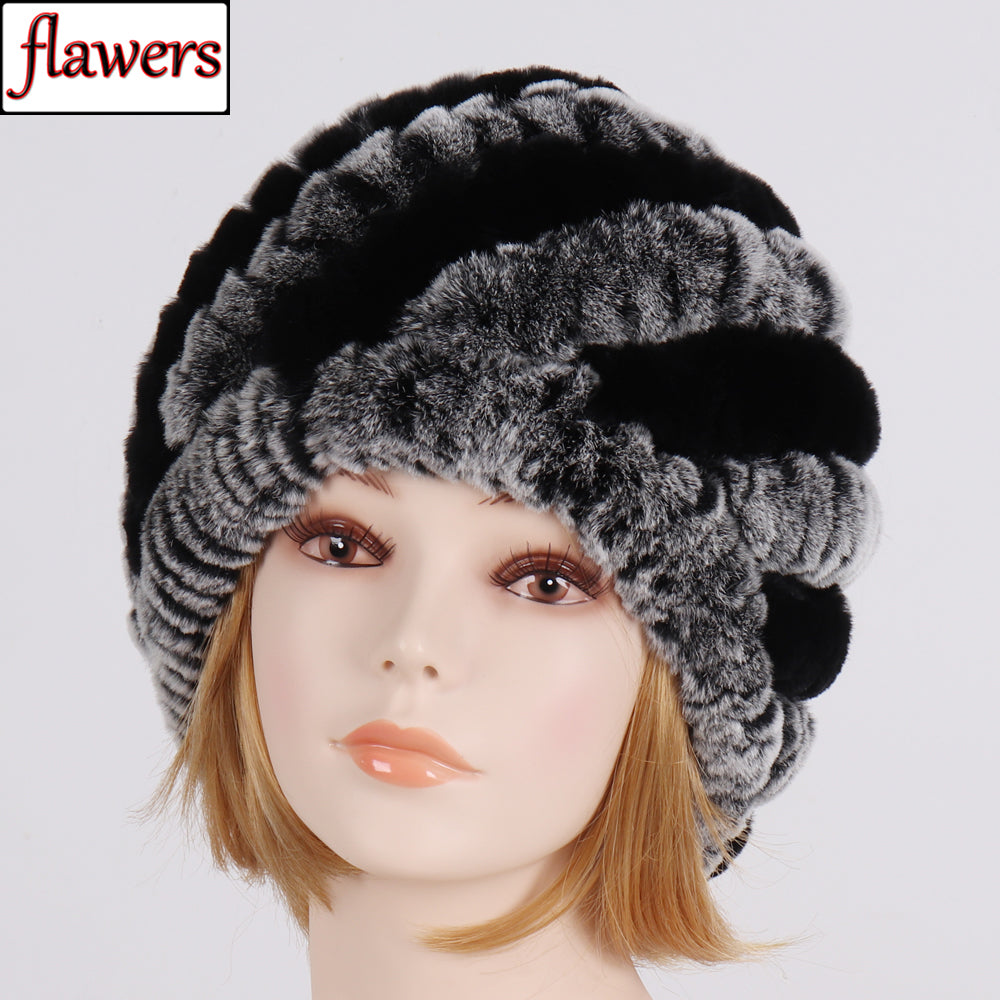 Lady Winter 100% Natural Real Rex Rabbit Fur Hat Women Soft Rex Rabbit Fur Cap  image 0