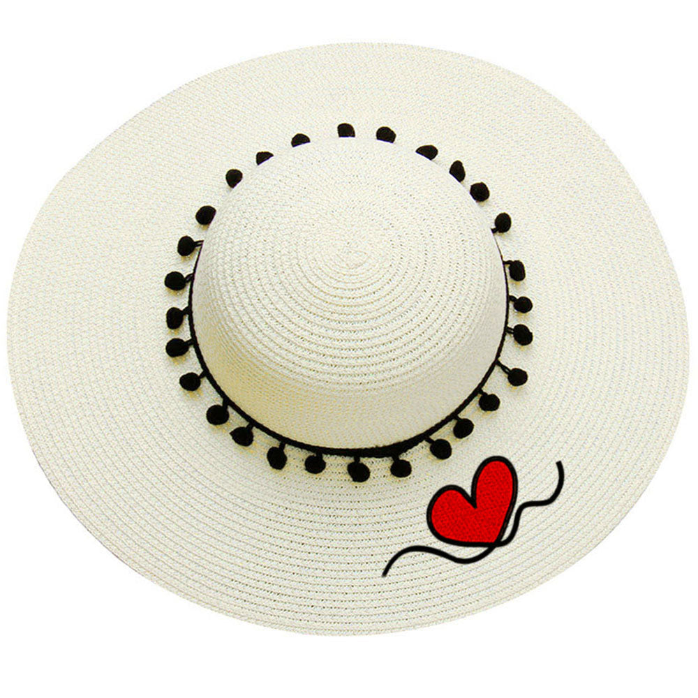 Custom Beach Hats With Name Embroidery Summer Sun Straw Hat for Women's Wide Bri