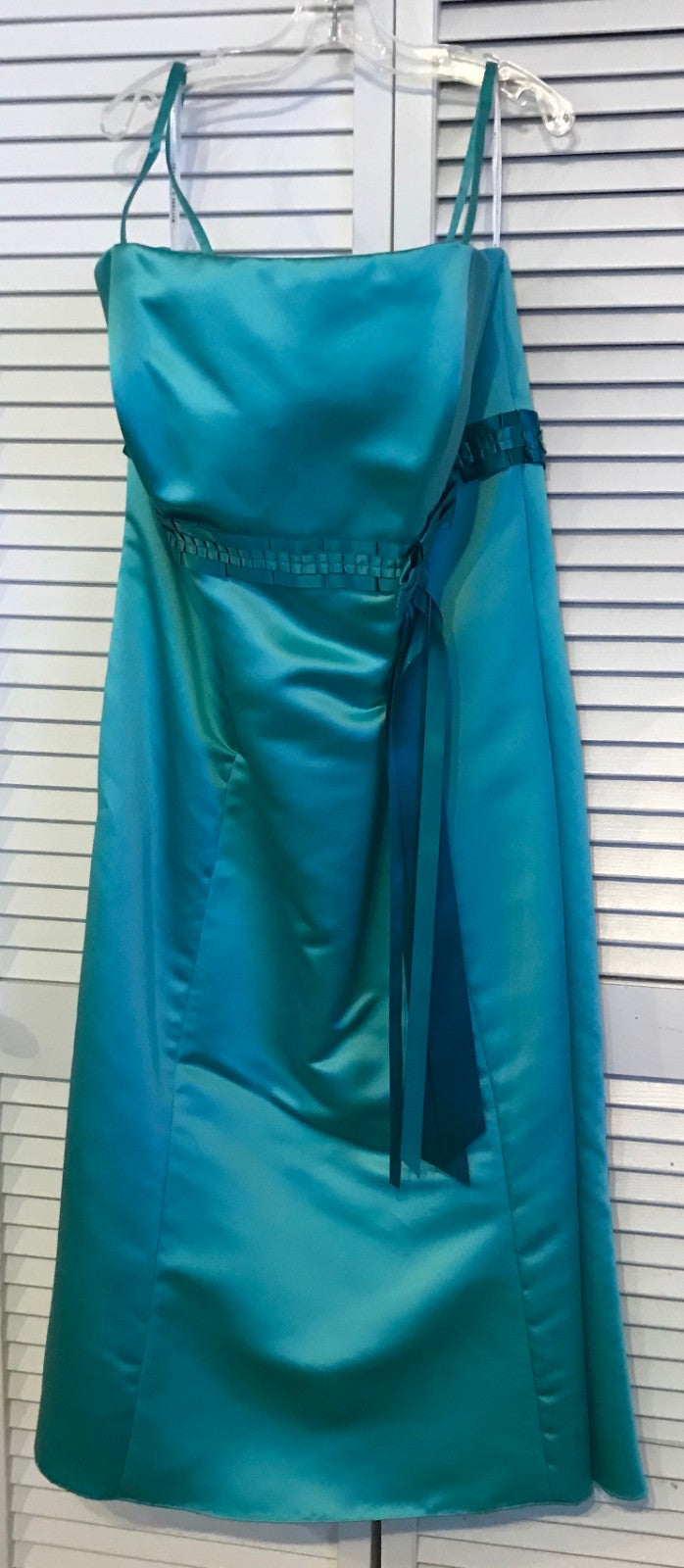 Watters & Watters Women Dress Satin Green Ribbon Bow Size 18