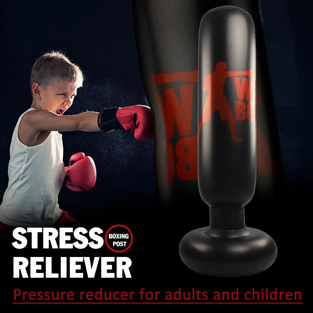 160cm Boxing Punching Bag Inflatable Free-Stand Tumbler Muay Thai Training Pres image 4