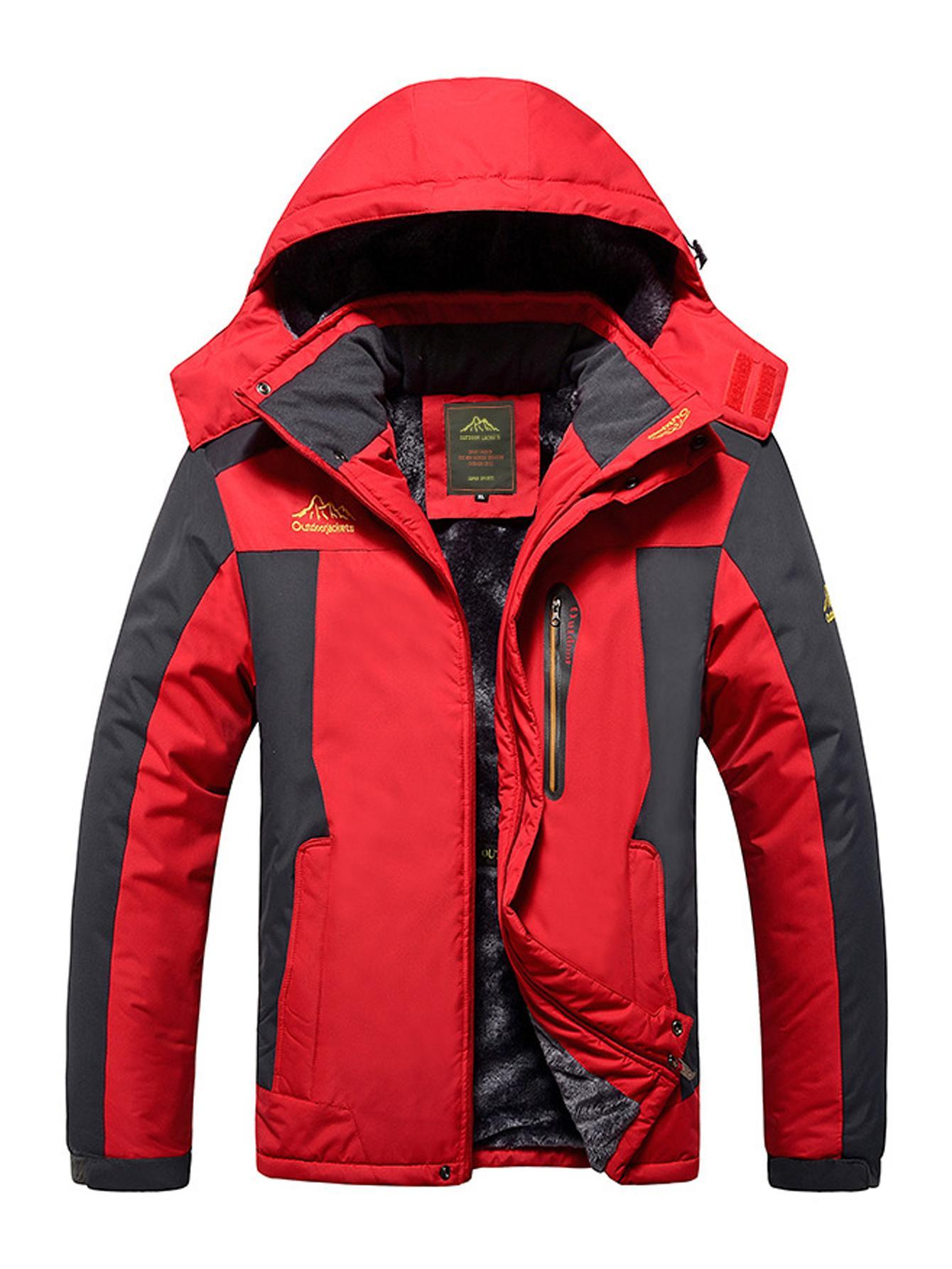 Men's Winter Fleece Lined Thickened Ski Jacket Windproof Waterproof Thermal Par image 5