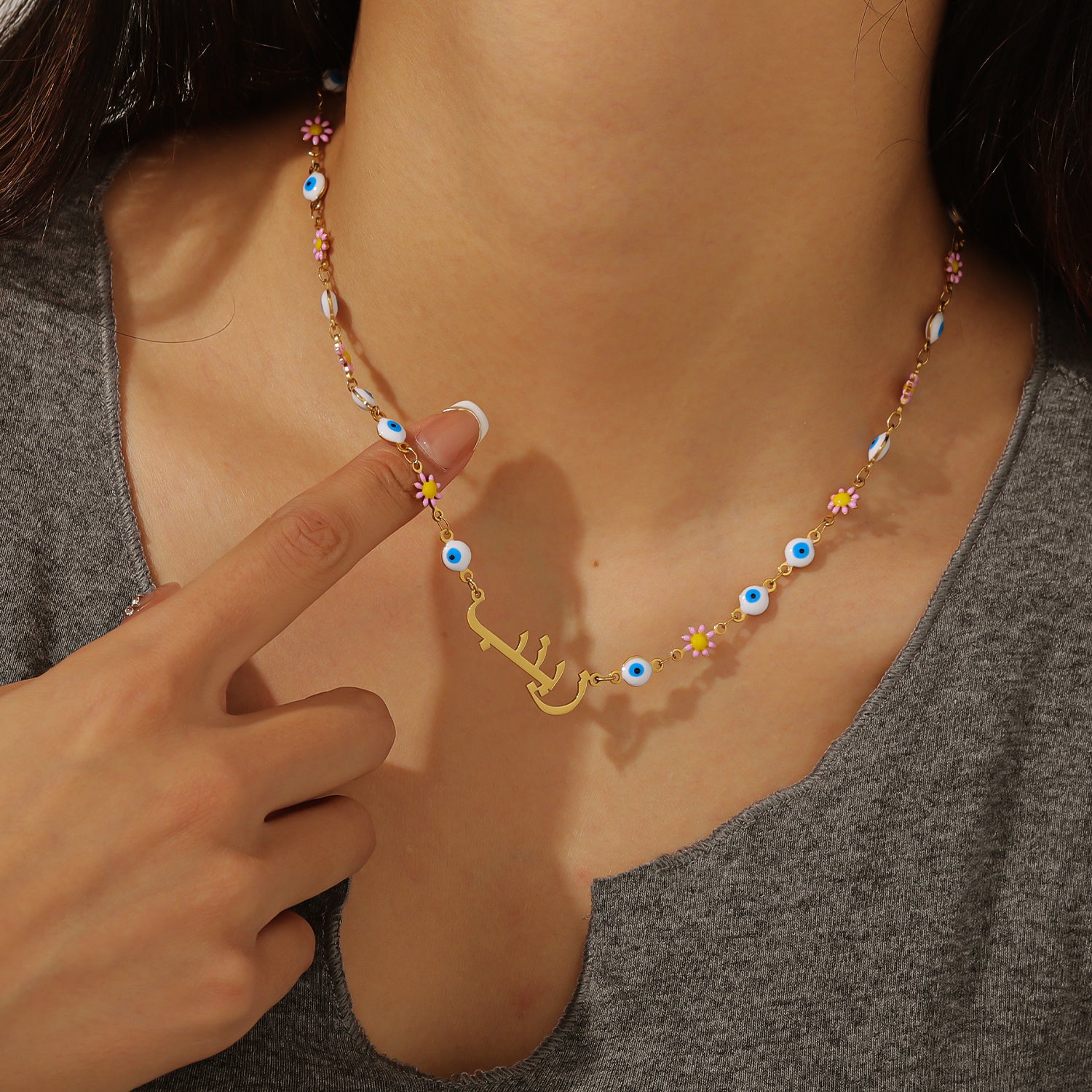 Arabian Devil Eyes Set | Muslim Customizable 18k Stainless Steel Tri-Color Opti image 3