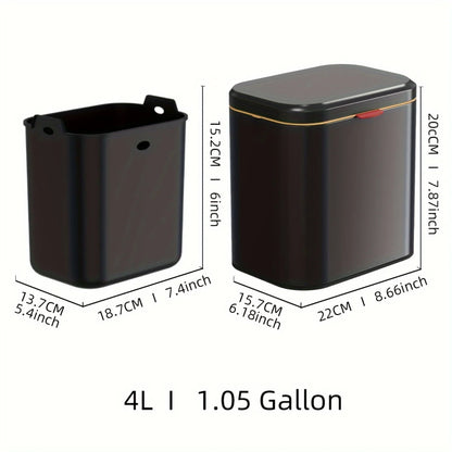 4L Stainless Steel Hanging Waste Bin with Lid - Wall Mounted Trash Can for Kitc image 4