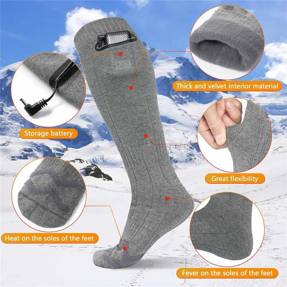 4000mAh Winter Heated Socks Remote Control Electric Heating Socks Rechargeable image 4