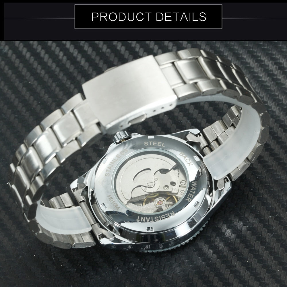 WINNER Business Mechanical Men Watch Casual Calendar Window Black Minimalist Di image 4