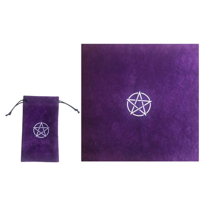 2pcs/set Pentagram Tarot Tablecloth with Bag Velvet Altar Tarot Cloth Pentacles image 7