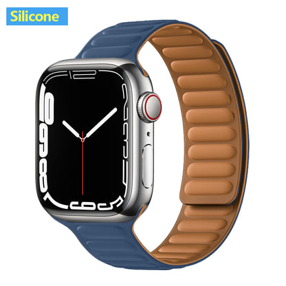 Leather Link For Apple Watch Band 45mm 41mm 44mm 40mm 49mm Original Magnetic Lo image 21