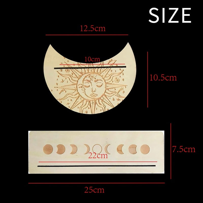 Wooden Stand for Tarot Moon Shape Rectangle Card a Set Altar Stand Wood Display image 5