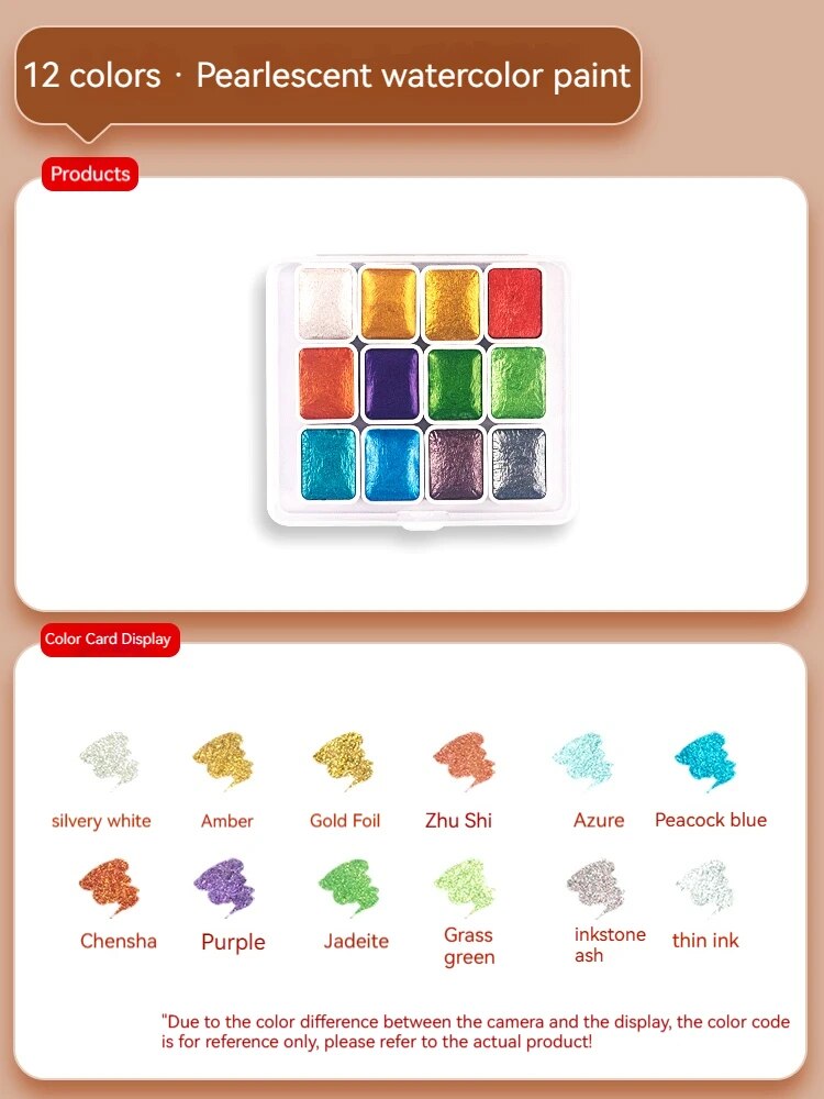 Borrence 12/20/24/60 Color Set Gouache Paint Portable Solid Watercolor Back to image 1