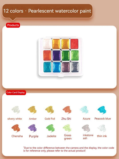 Borrence 12/20/24/60 Color Set Gouache Paint Portable Solid Watercolor Back to image 1