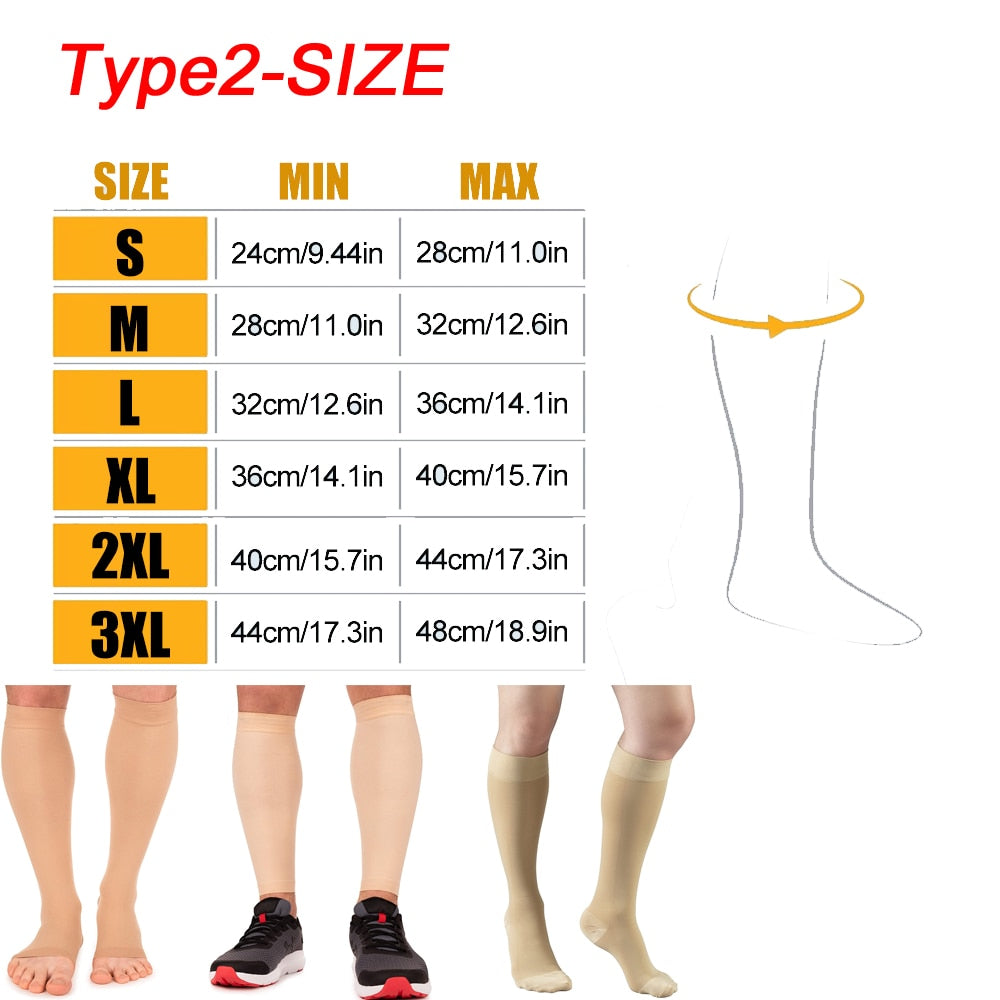 1Pair Medical Open Toe Thigh High Compression Stockings with Silicone Band for image 6