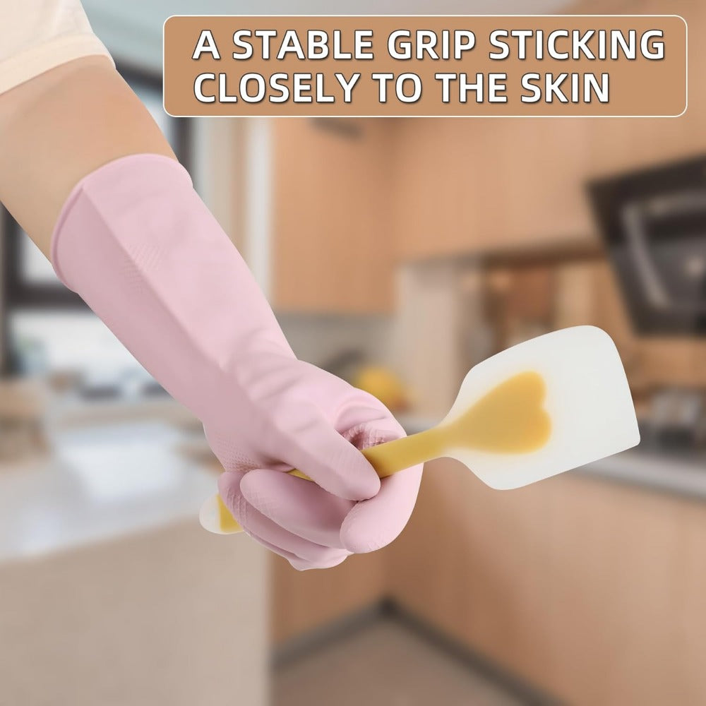 Dishwashing Rubber Gloves Reusable Kitchen Gloves 2Pairs Cleaning Gloves for Wa image 11