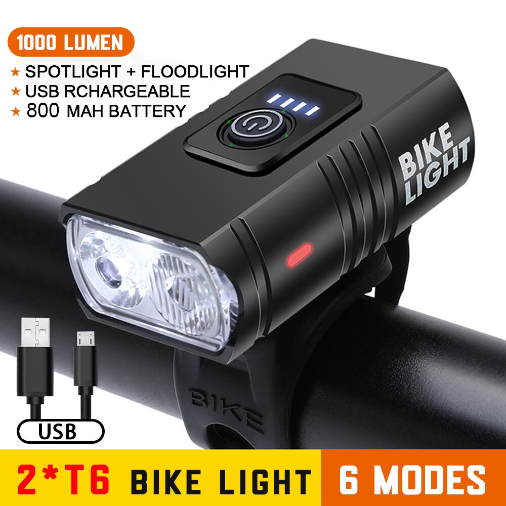 BK02 Bike Light USB Rechargeable T6 LED Bicycle Lights 6 Modes MTB Flashlight B image 2