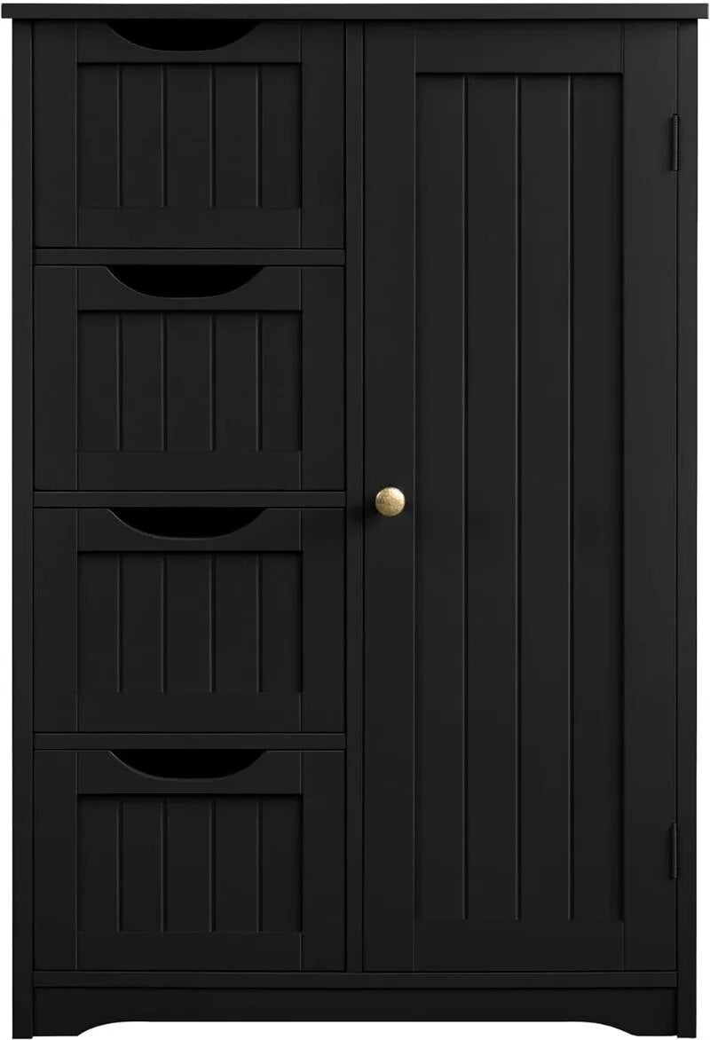 Side Storage Organizer with 4 Drawers and 1 Cupboard, Freestanding Entryway Sto image 2