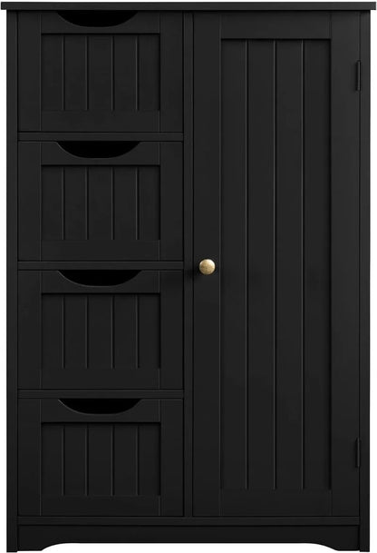 Side Storage Organizer with 4 Drawers and 1 Cupboard, Freestanding Entryway Sto image 2