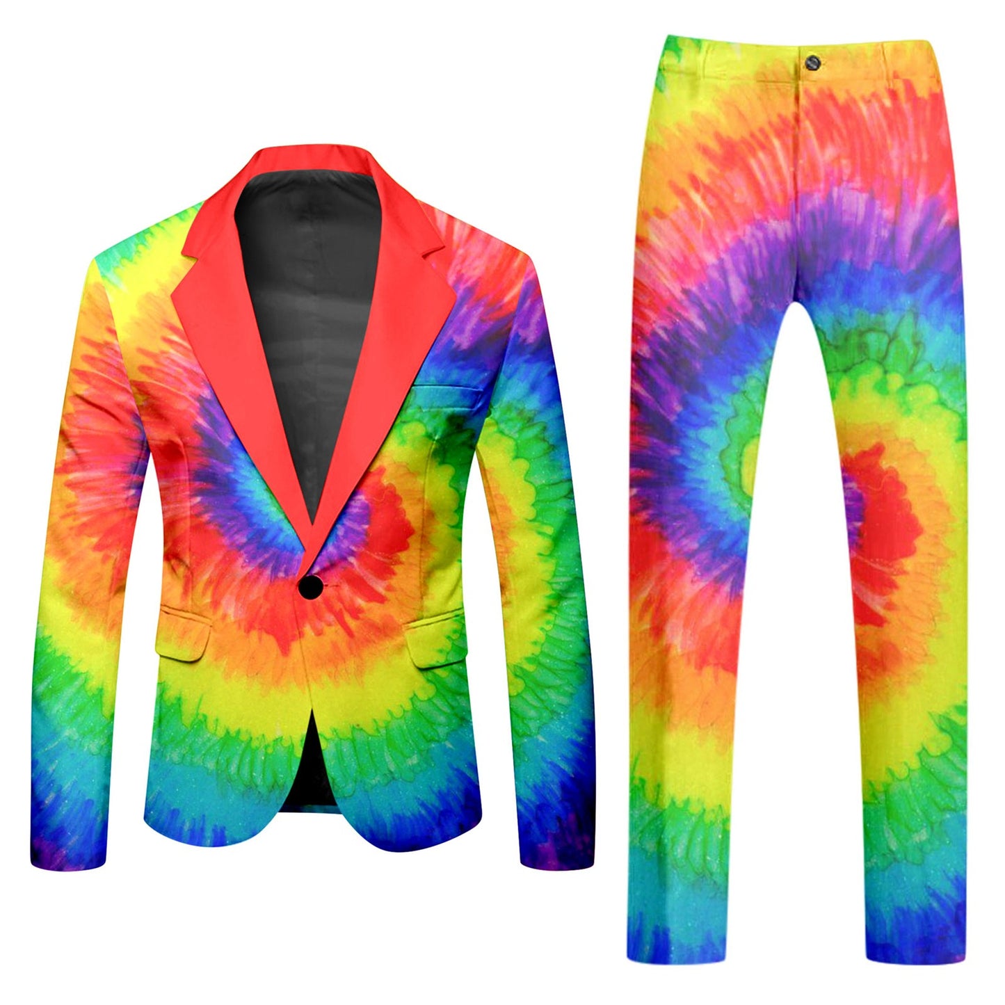 Rainbow Color Printed Men Suit 2 Piece Set Long Sleeve Blazer Coat And Pants Su image 5