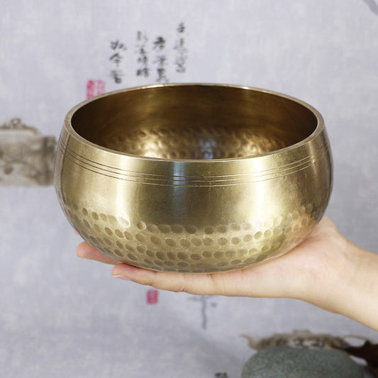 Nepal handmade Tibet Buddha sound bowl Yoga Meditation Chanting Bowl Brass Chim image 0