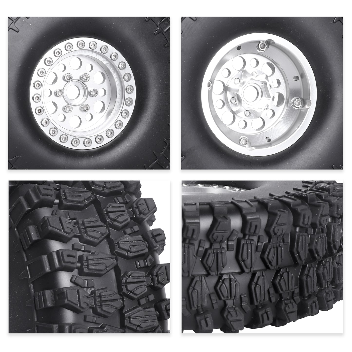 HobbyPark 4.72 inch 1.9 Crawler Tires and 1.9 Beadlock Wheels Set for Axial SCX image 0