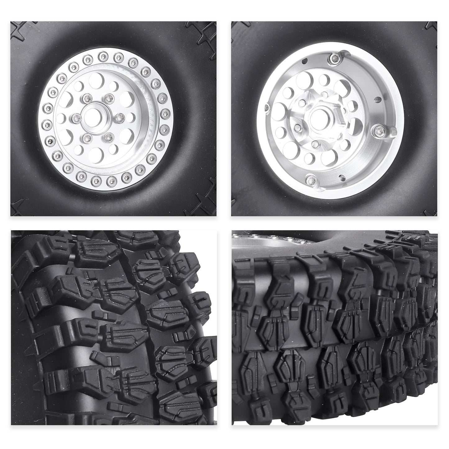 HobbyPark 4.72 " 1.9 Crawler Tires and 1.9 Beadlock Wheels Set for Axial SCX image 0