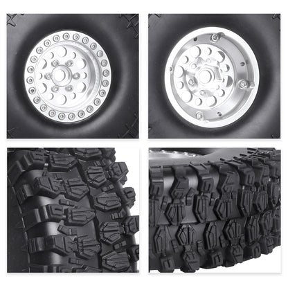 HobbyPark 4.72 " 1.9 Crawler Tires and 1.9 Beadlock Wheels Set for Axial SCX image 0