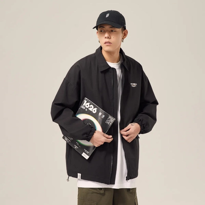 Japanese Retro Zipper Bomber Jacket Men Harajuku Pilot Vintage Streetwear Lette image 7