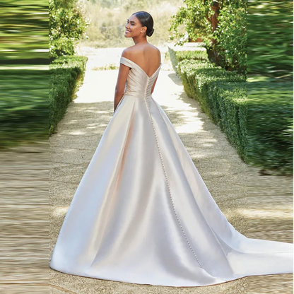 Flavinke Simple Pleat Satin Sweetheart Wedding Dresses 2025 Women Off The Shoul image 1