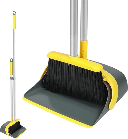 broom and dustpan set with 54 inch long handle - Suitable dust pan and brush com image 0
