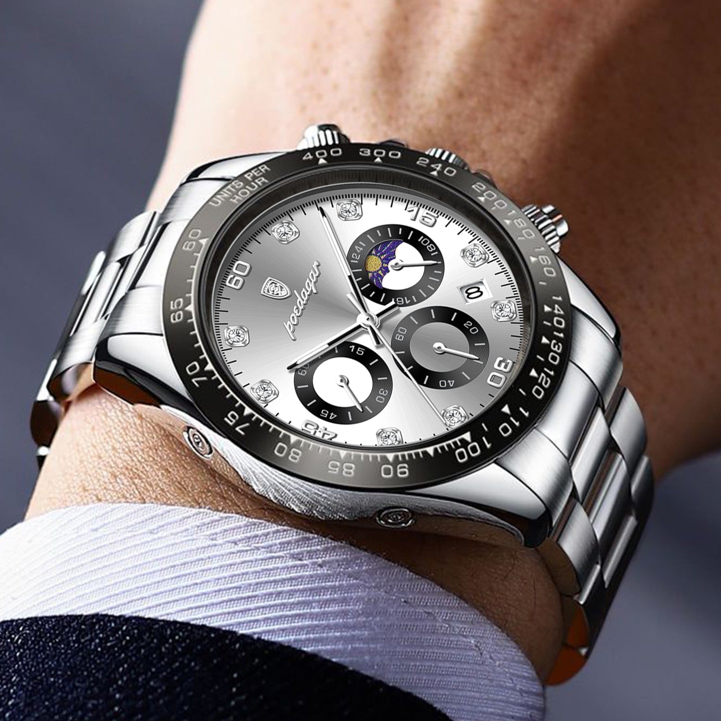 POEDAGAR Luxury Man Wristwatch Sports Chronograph Luminous Waterproof Date Men  image 11