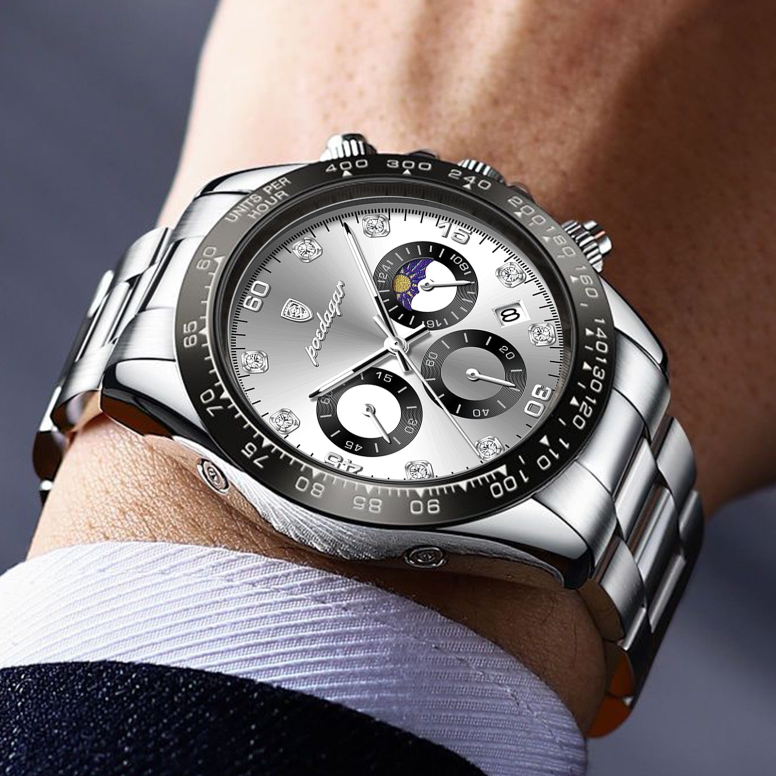 POEDAGAR Luxury Man Wristwatch Sports Chronograph Luminous Waterproof Date Men  image 11