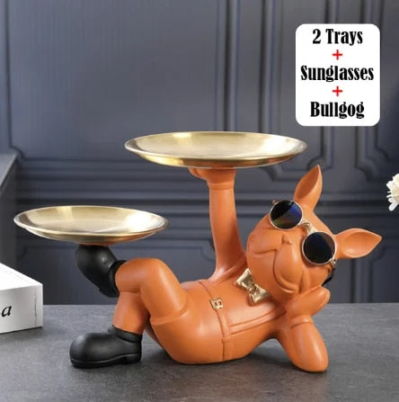 Bulldog Animal Figurines Cool Dog Statue Sculpture Living  Study Room Bedroom D image 2