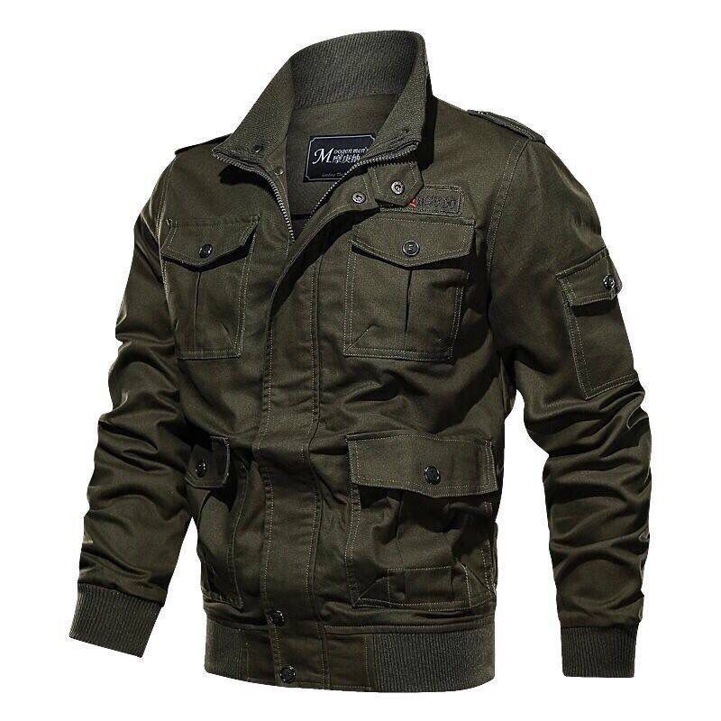 Spring and autumn military jacket male cotton water wash collar pilot cotton ja image 2