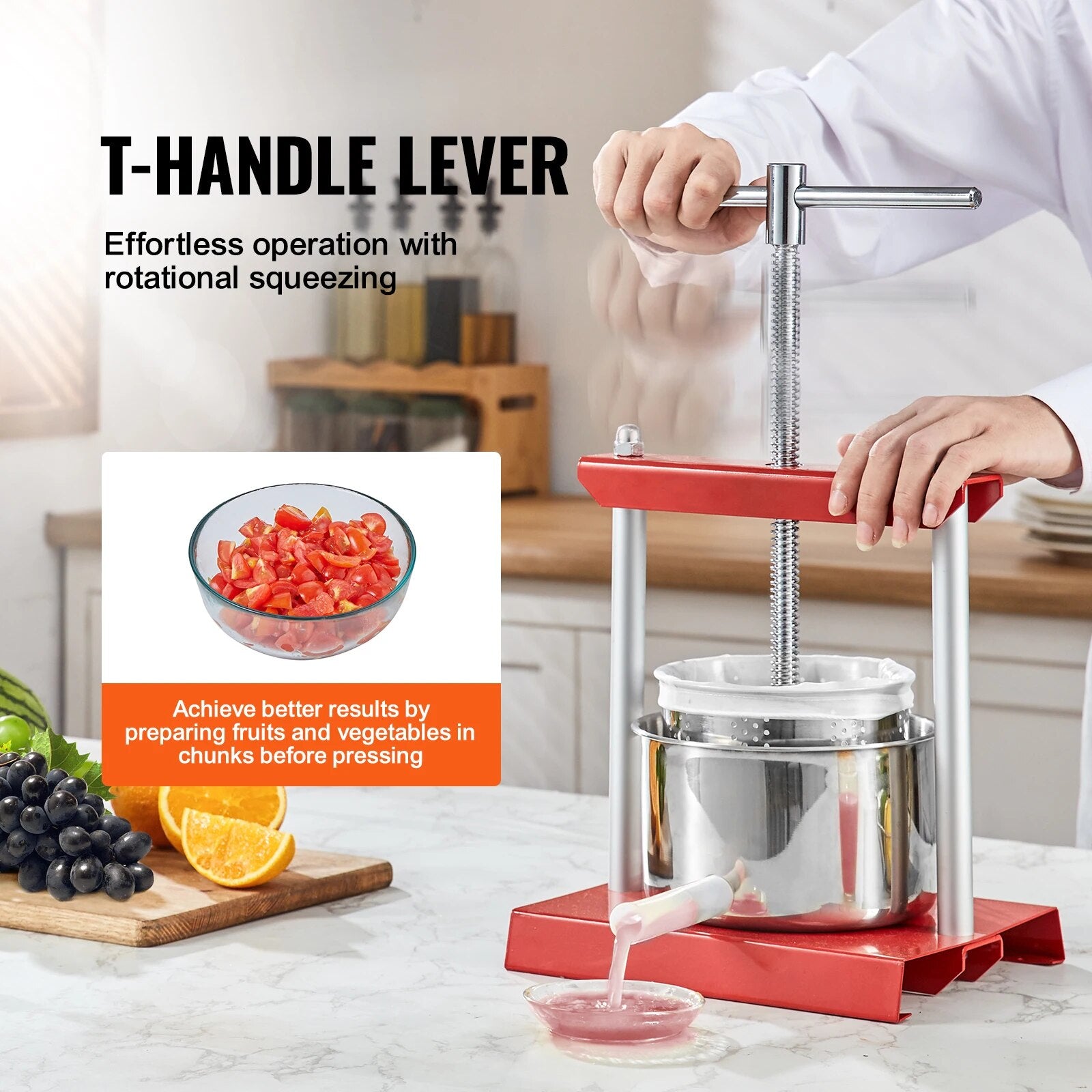 VEVOR 2L 3L 6L Manual Fruit Press Stainless Steel Household Manual Squeezer Cid image 4