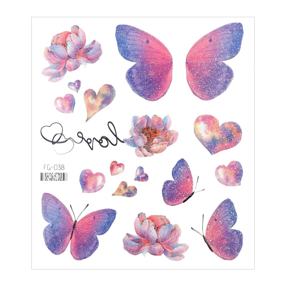 1PC Fairy Butterfly Shiny Tattoo Sticker Waterproof Eyes Face Hand Body Art Fak image 3