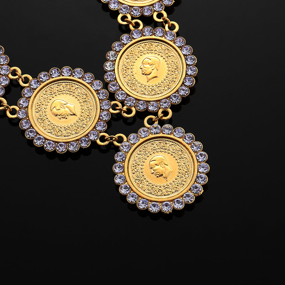 Gold Color Money Coin Bracelet Islamic Muslim Arab Coins Necklace for Women Men image 5
