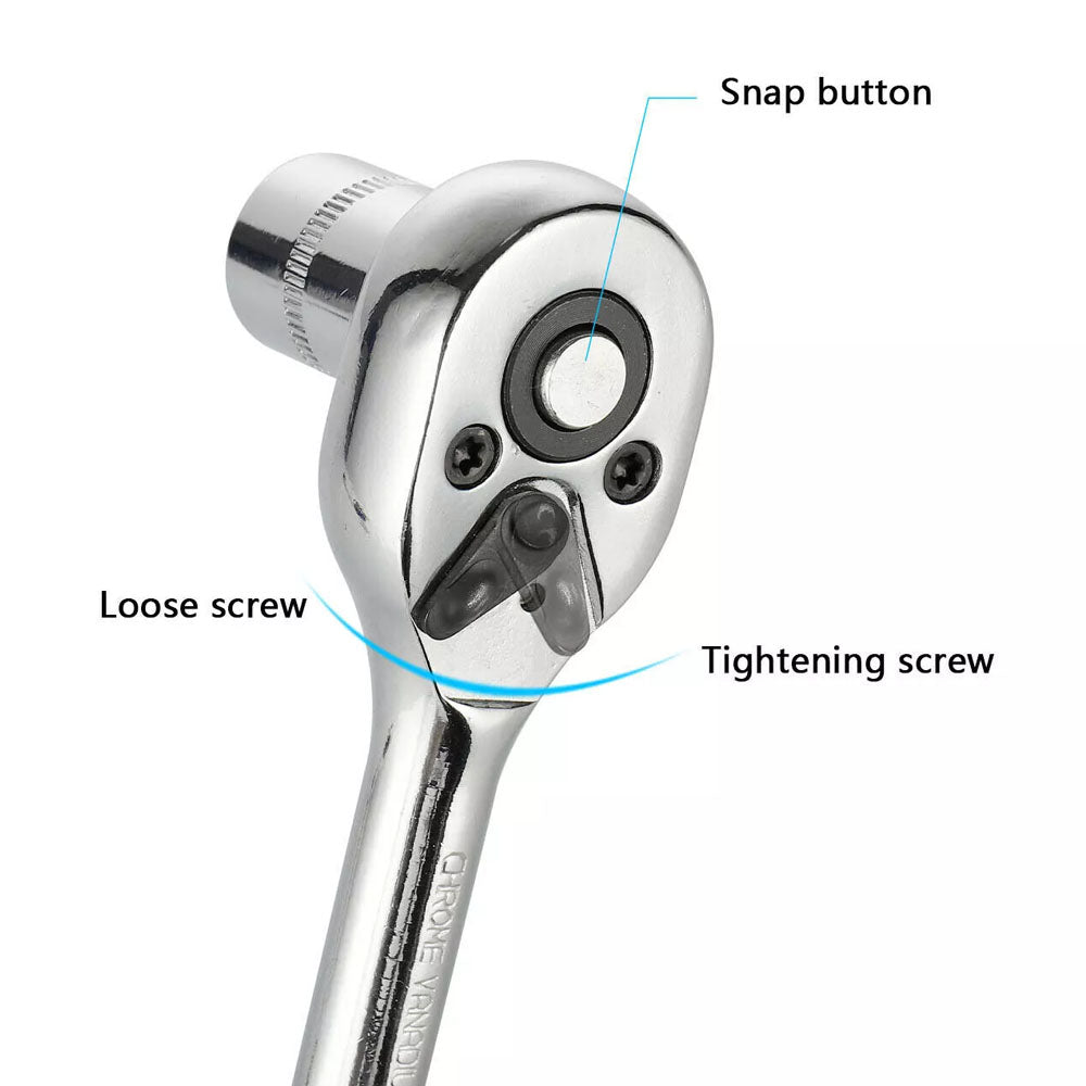 46Pcs Spanner Socket Ratchet Wrench Set 1/4" Drive Metric Hex Bit Socket Set Me