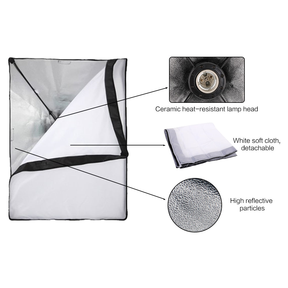 Photography Photo Studio Softbox Lighting Kit With 2x3M Backdrop Frame 4 Pcs 2M image 5